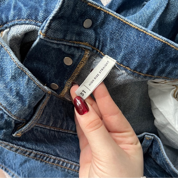 pacsun high rise straight jeans with distressing - Picture 5 of 5